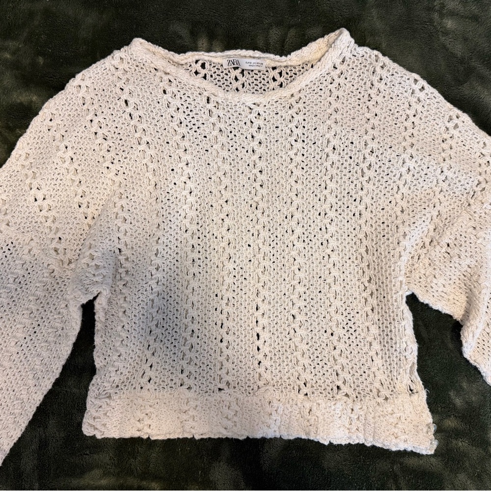Zara Women's Cream Crochet Sweater